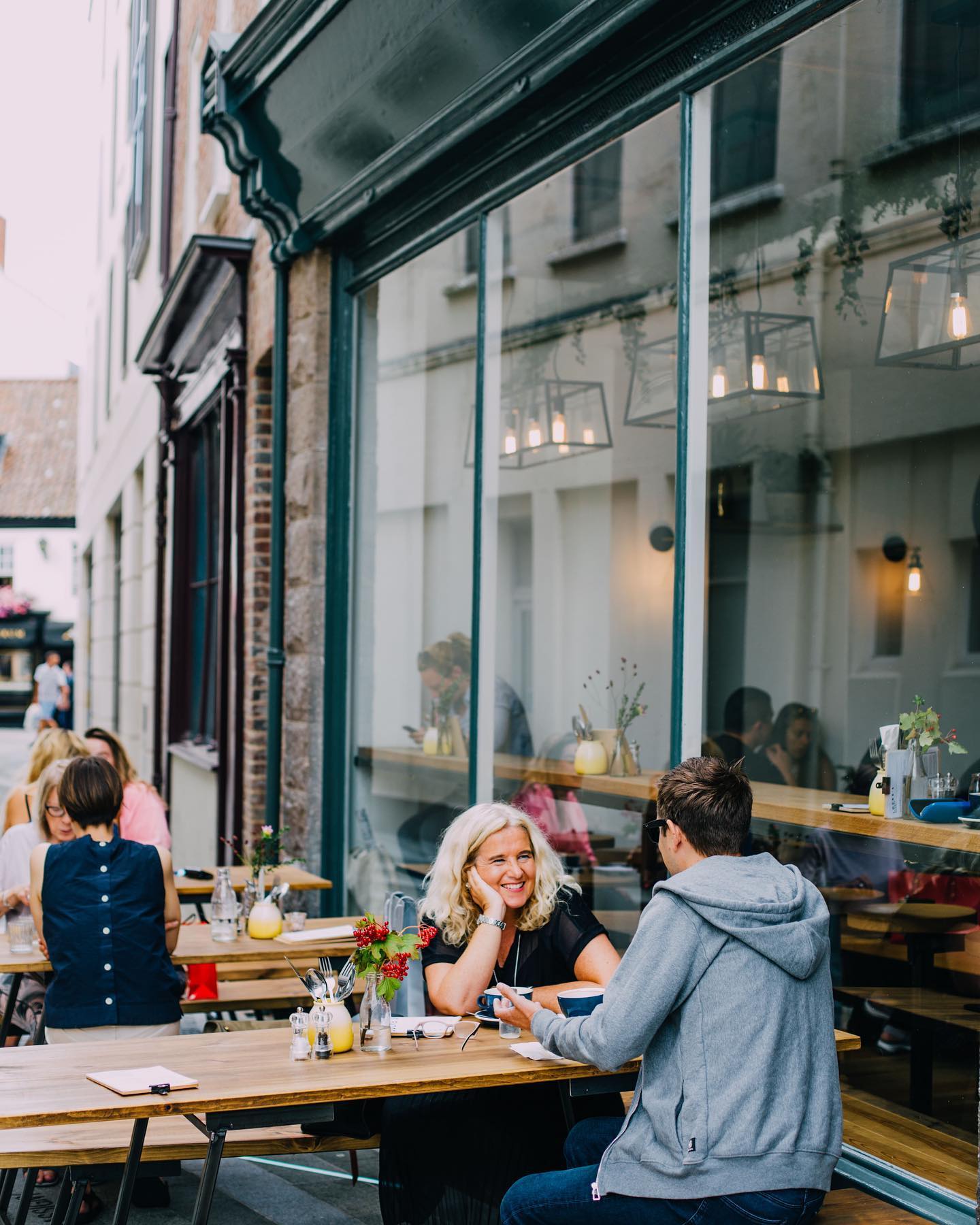 Lockes Coffee Shop Jersey - people enjoying coffee outside